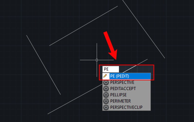 Dùng lệnh PE nối 2 đường thẳng trong CAD