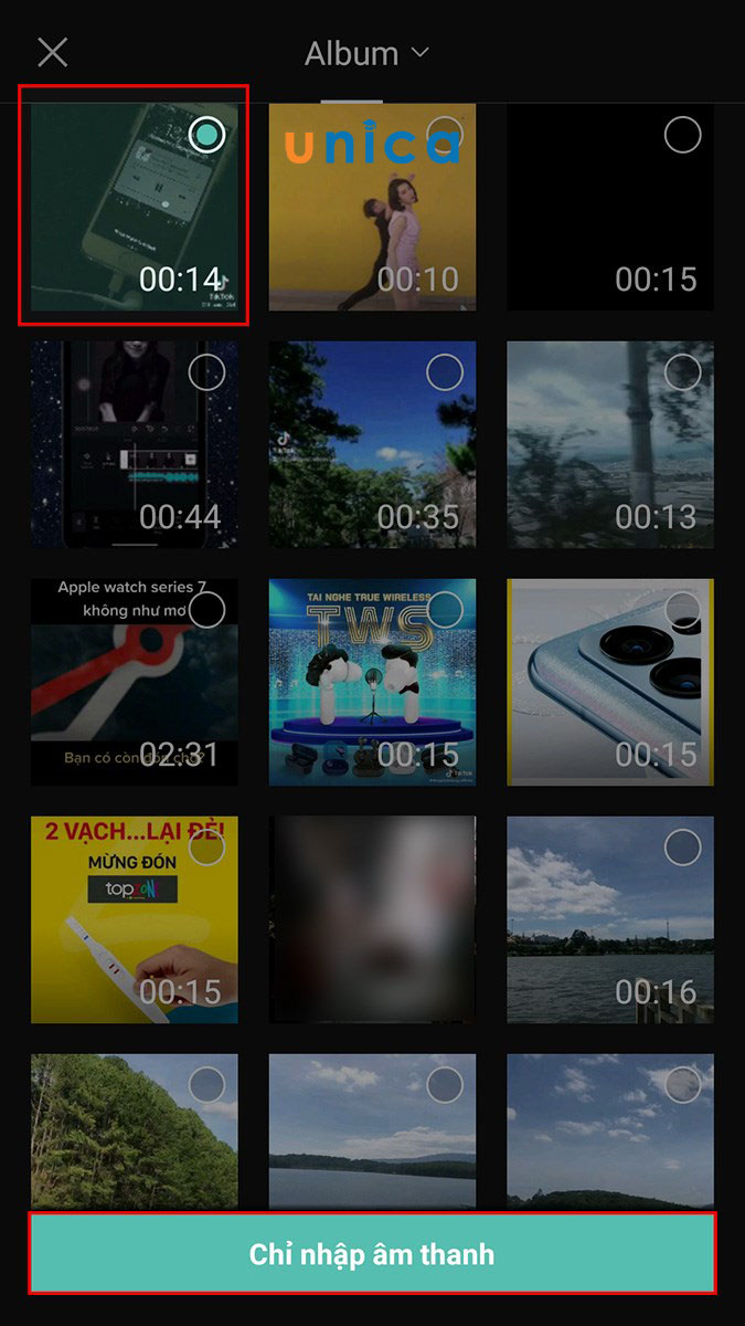 Chỉ nhập âm thanh