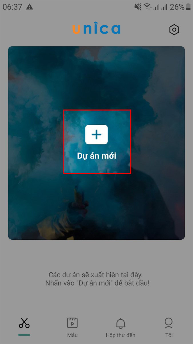 Chọn “dự án mới” để tải dự án cần chỉnh màu lên Capcut