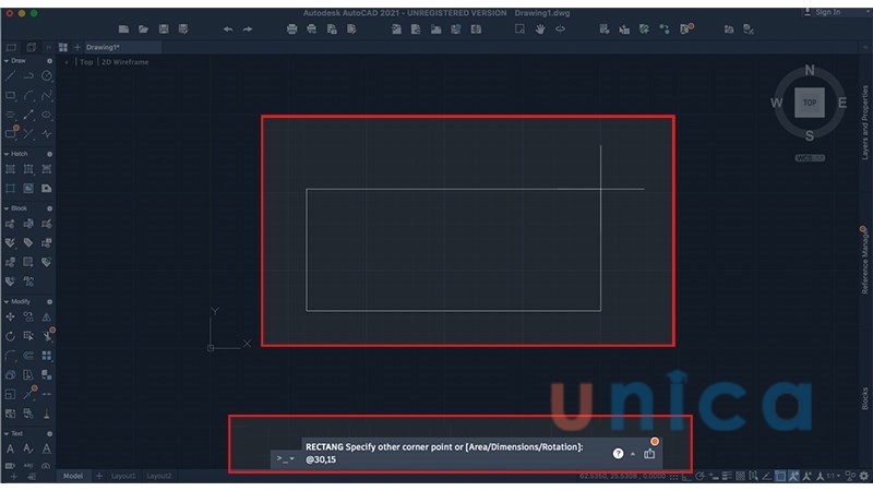 Cách thực hiện lệnh Rectang rất đơn giản nên bạn có thể dụng để vẽ hình chữ nhật trong CAD