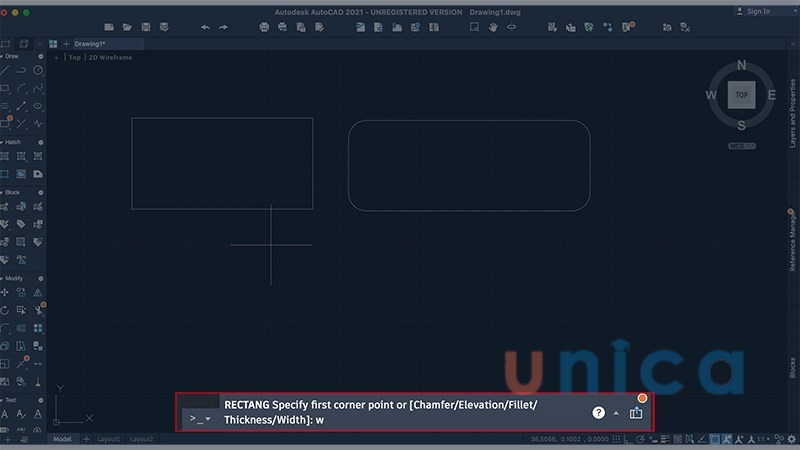 Nhập W (Width) rồi nhấn Enter