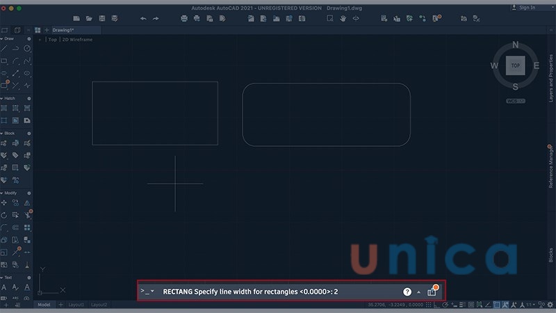 Nhập bề rộng nét hình chữ nhật