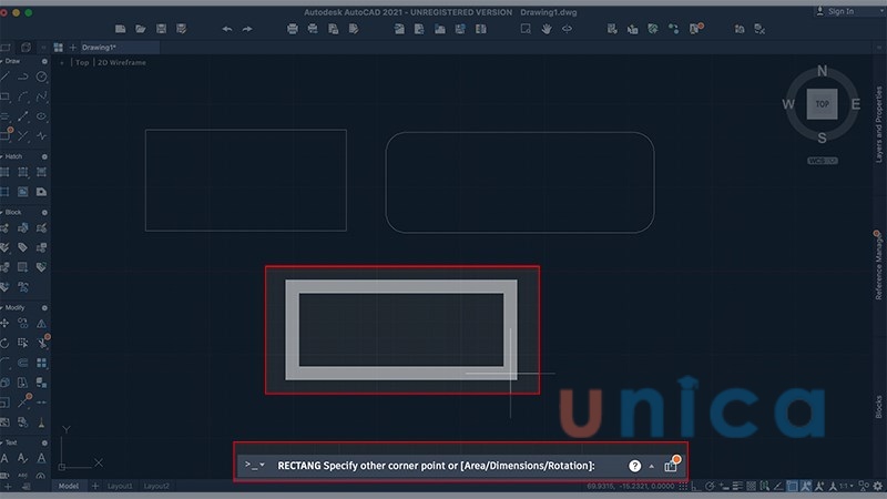 Pick chọn góc thứ nhất hình chữ nhật