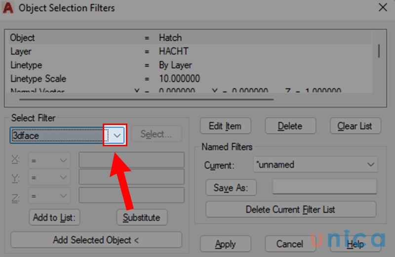 Cách dùng lệnh Filter lọc đối tượng theo thuộc tính đã được chọn trước