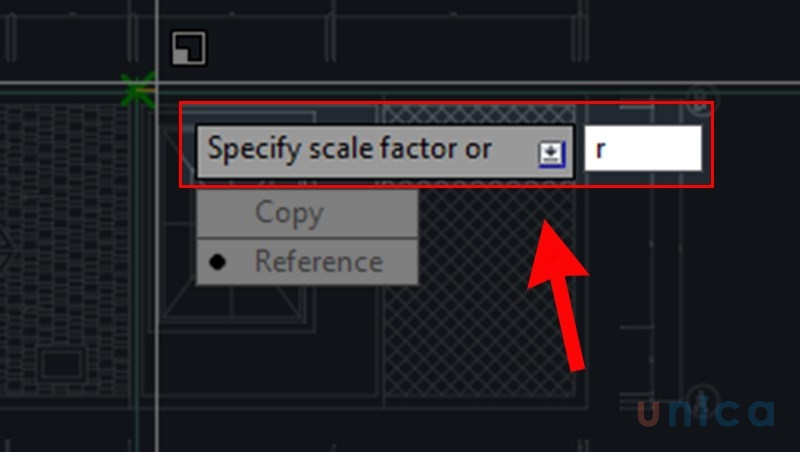 Sử dụng lệnh Scale trong CAD với tham số Reference