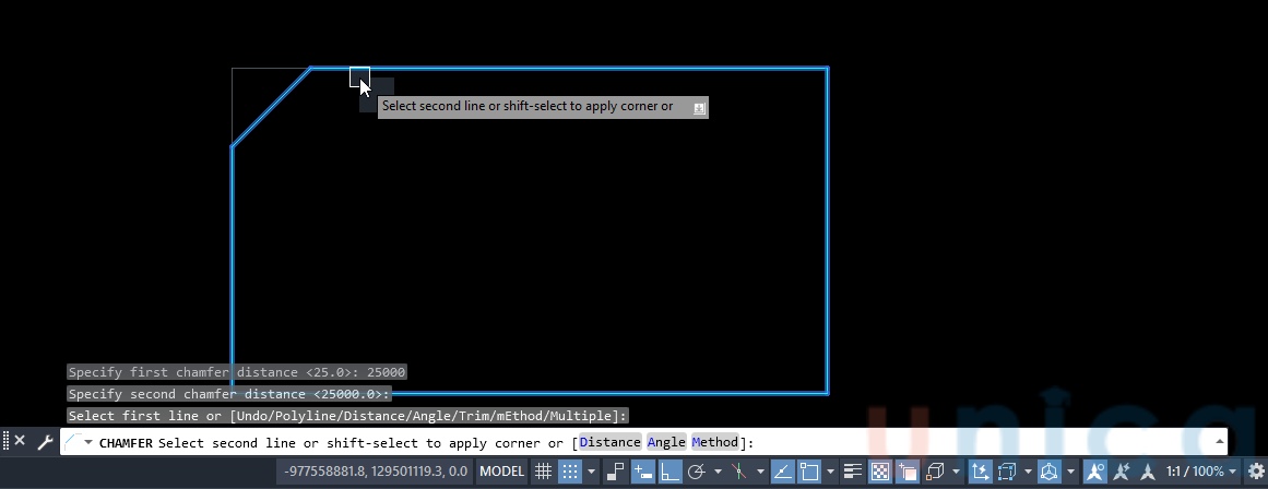 Click chọn góc muốn vát