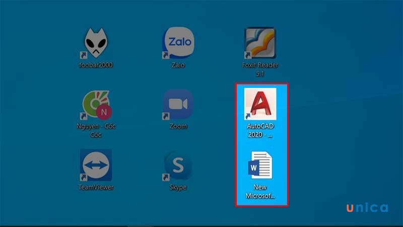 Bạn mở phần mềm autocad và word