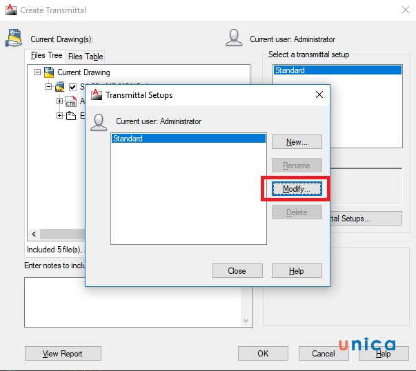 Chọn Modify để thay đổi các tùy chọn
