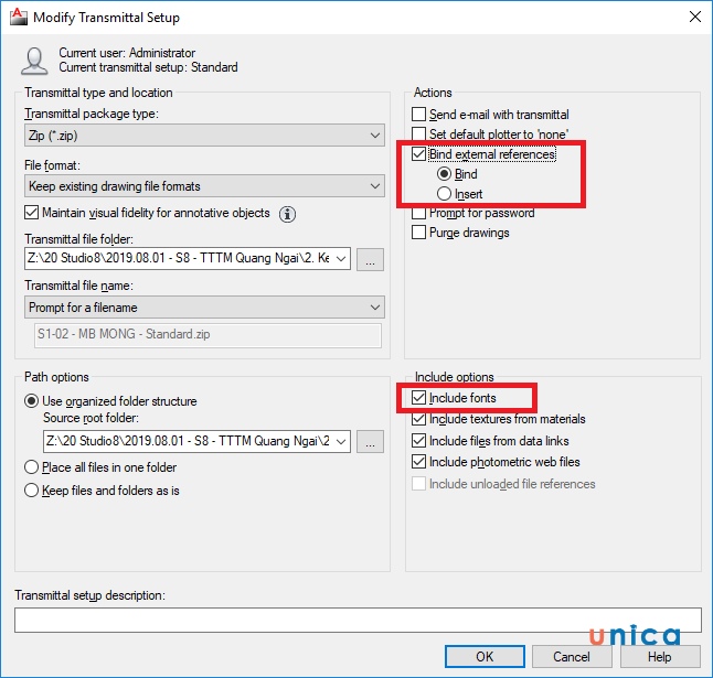 Tiến hành đóng gói các tùy chọn