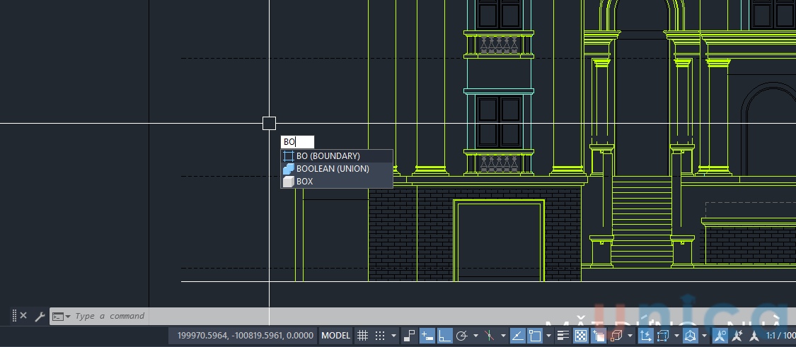 Cách sử dụng lệnh Bo trong CAD