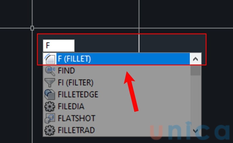 Nhập lệnh F hiển thị lệnh bo tròn trong Cad