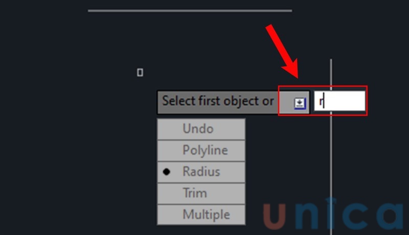 Nhập bán kính và nhấn Space