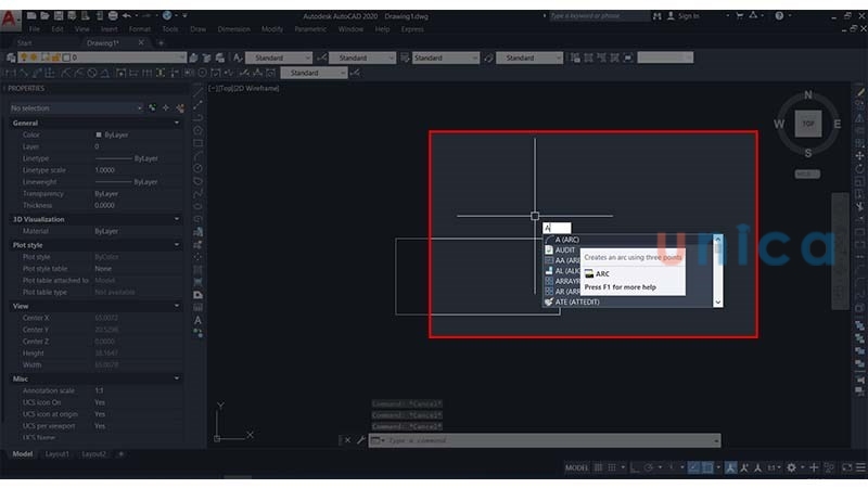 Gọi nhập lệnh A nhấn Ente