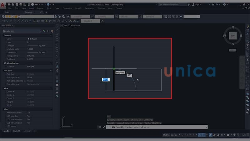 Pick chọn điểm tâm của cung tròn