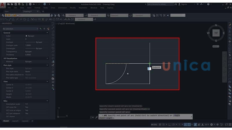 Chọn điểm cuối của cung