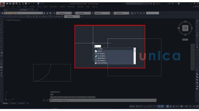 Gọi lệnh ARC trong CAD