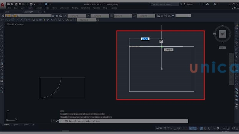 Pick chọn điểm tâm của cung tròn
