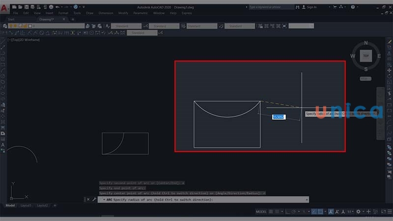 Đối với lệnh vẽ cung tròn qua điểm đầu, tâm và chiều dài dây cung thì không điều chỉnh được kích thước sau khi thực hiện