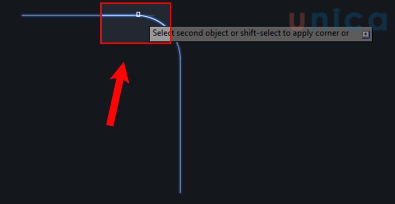 Rê chuột đến đoạn còn lại muốn bo và click chuột
