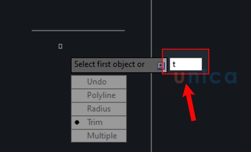 Nhấn phím T để chọn tham số Trim sau đó nhấn Enter