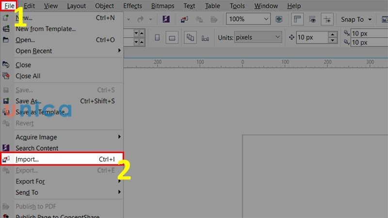 Mở file chọn Import sau đó tải Bitmap