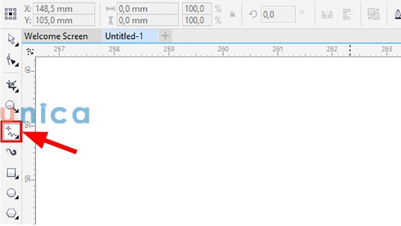Mở corel di chuyển chuột đến bên trái màn hình