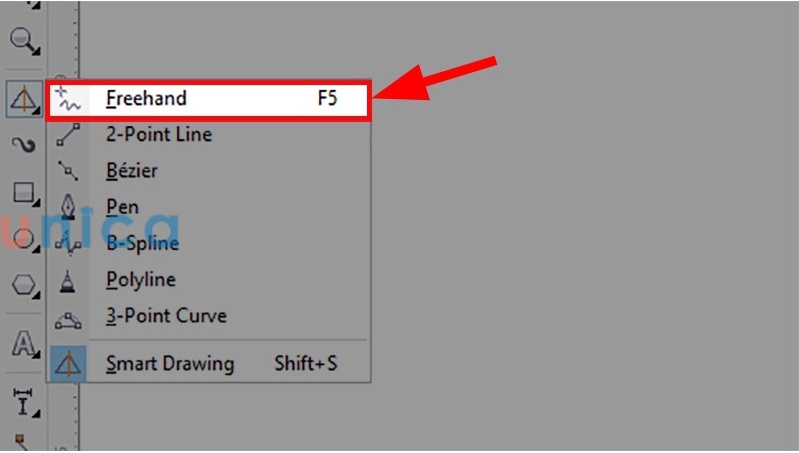 Chọn công cụ Freehand tool