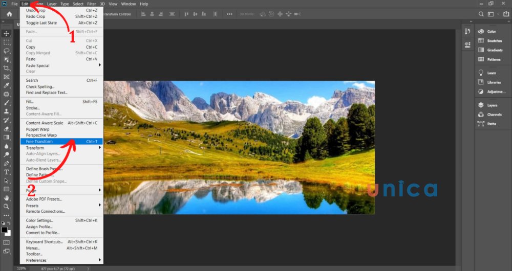 Cách phóng to hình trong photoshop bằng công cụ Tranform