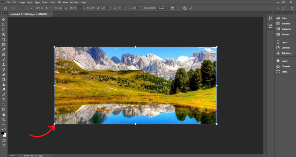Cách phóng to thu nhỏ trong photoshop bằng công cụ Tranform
