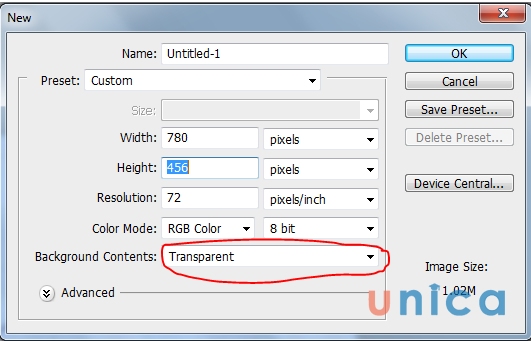 Chọn giá trị Background Contents