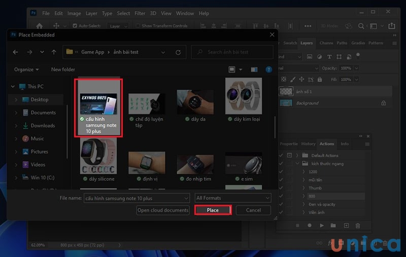 Chọn ảnh cần chèn vào Layer