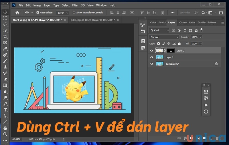 Dùng Ctrl + V để dán Layer