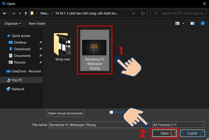 Chọn Open để mở ảnh