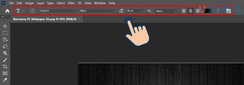 Chọn font chữ, cỡ chữ, màu chữ, điều chỉnh vị trí của chữ