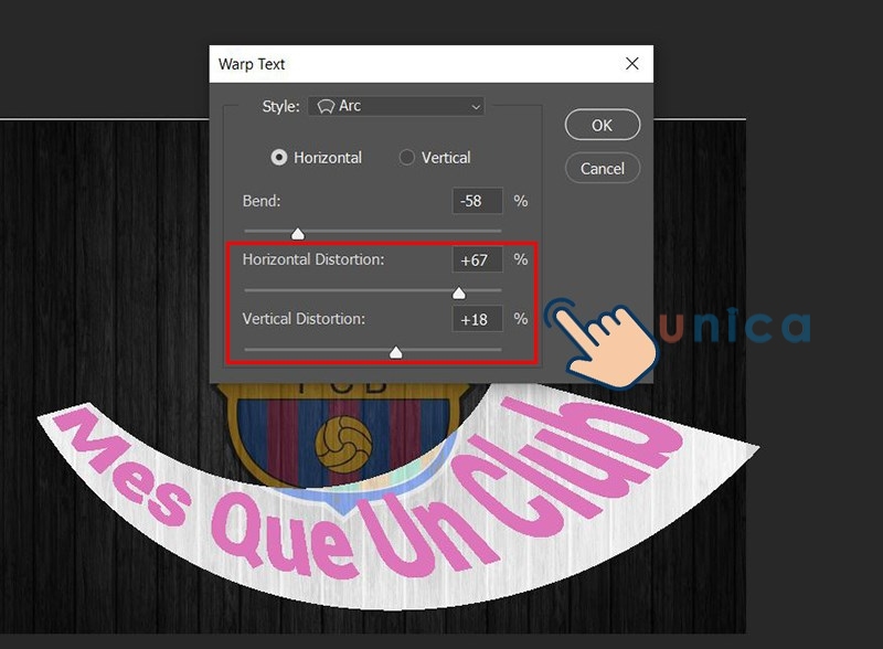 Tùy chỉnh Horizontal Distortion và Vertical Distortion