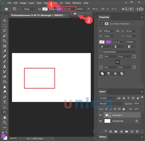 Tạo hình vẽ chữ nhật với viền bao quanh