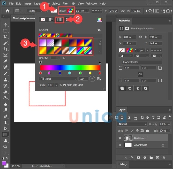 Khởi tạo viền màu sắc