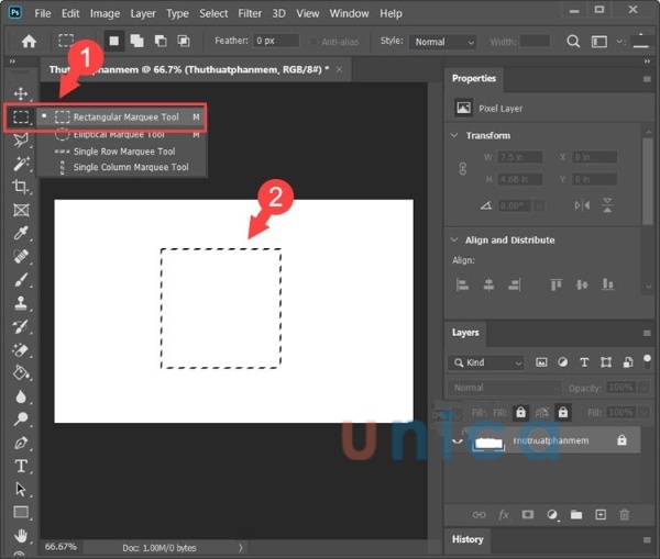 Chọn mục Rectangular Marquee Tool