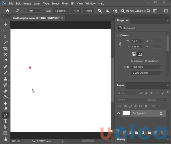 Click chuột trái vào điểm bất kỳ để trọn điểm đầu
