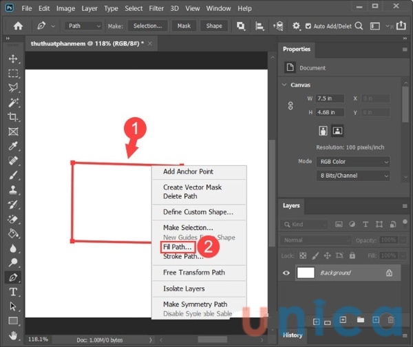 Click chuột phải giống gợi ý của hình vẽ