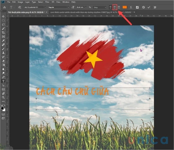 Căn giữa cho chữ bằng Photoshop