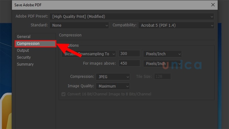 Không nhấn Save PDF vội mà chọn mục Compression