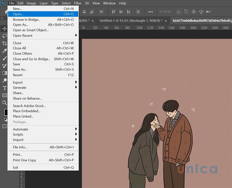 Vào photoshop chọn mở ảnh