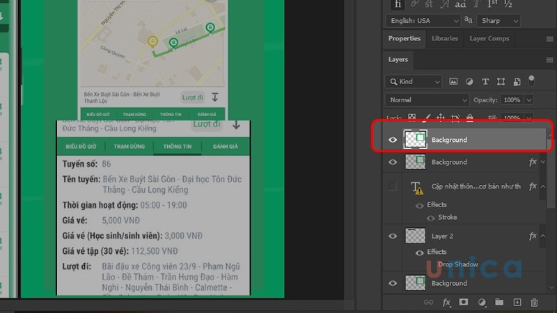 Để xoay đối tượng trong Photoshop, bạn hãy chọn layer chứa đối tượng mà bạn muốn xoay