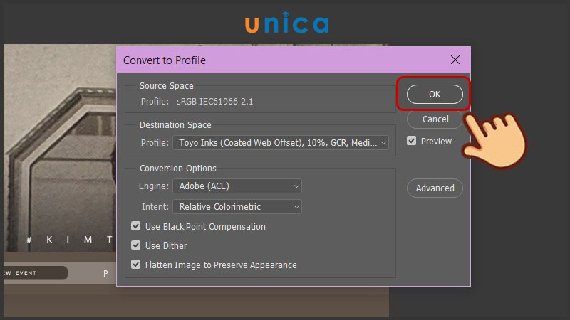 Hoàn thành chuyển hệ màu cmyk sang rgb trong photoshop