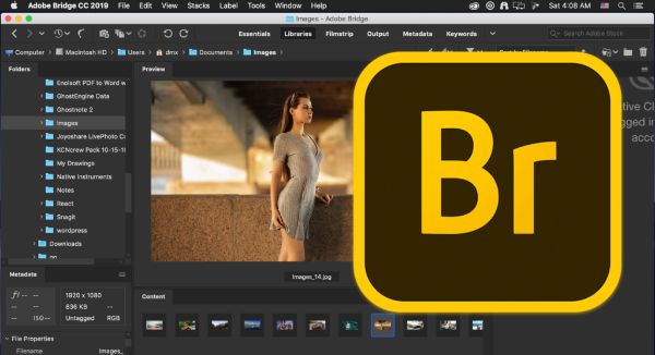 Giao diện chính phần mềm Adobe Bridge