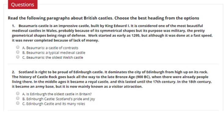 Dạng bài Matching Heading Questions