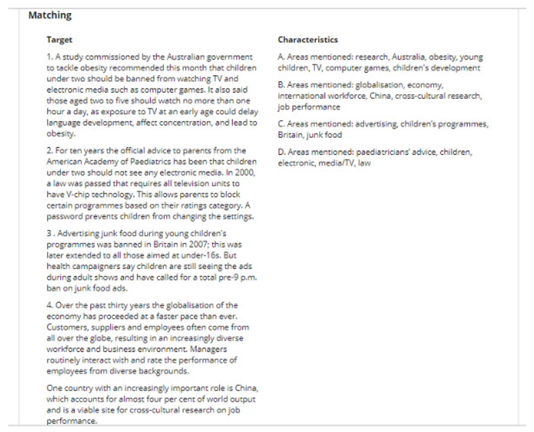 Dạng bài Matching features - Nối đặc điểm