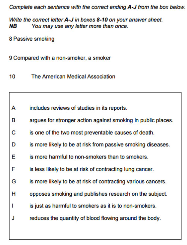 Dạng bài Matching endings – Hoàn thành câu chưa hoàn chỉnh