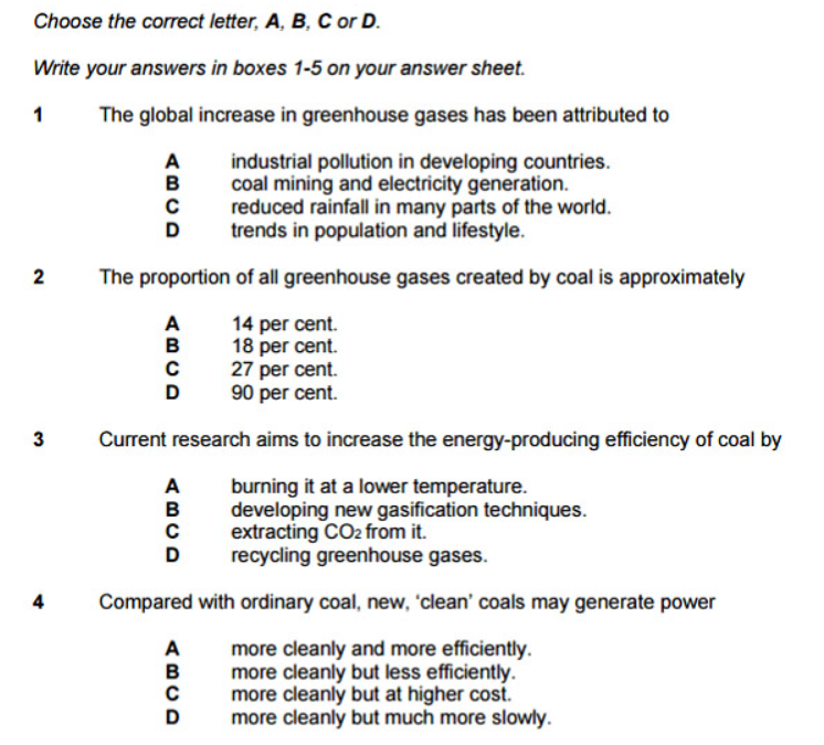 Dạng bài Multiple choice – Chọn đáp án